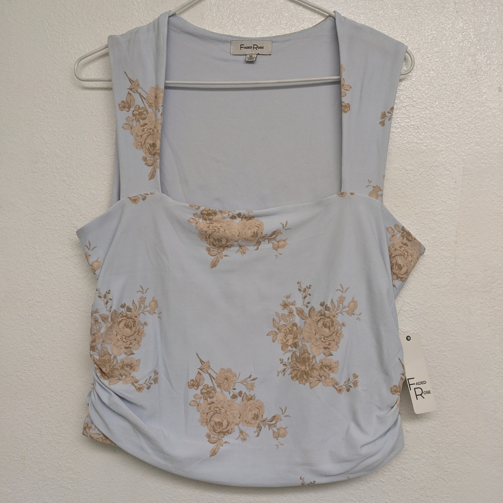 Forever 21 Light Blue Floral Blouse